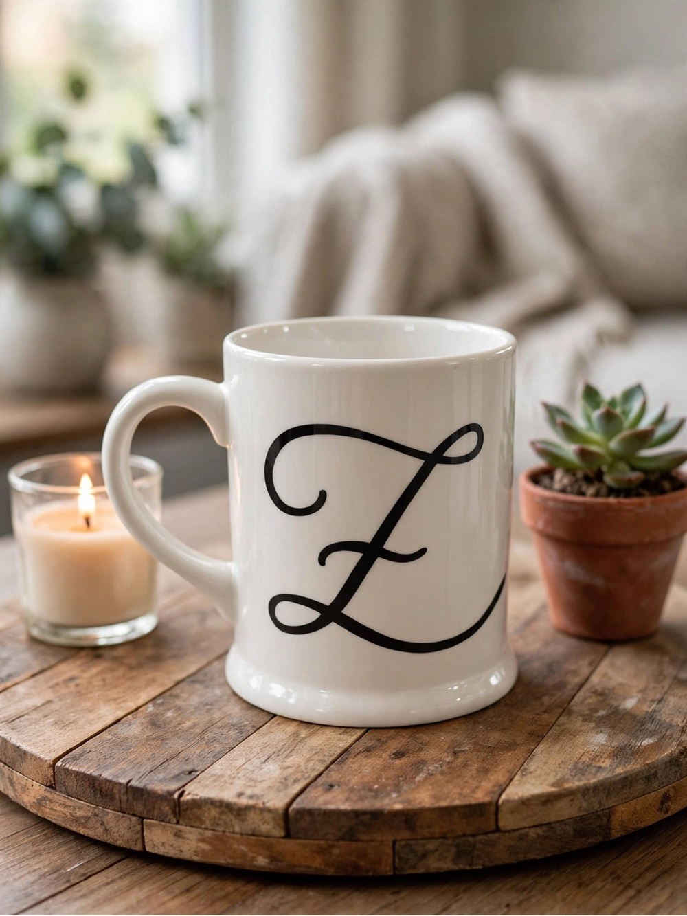 Indigo Monogram “Z” Mug